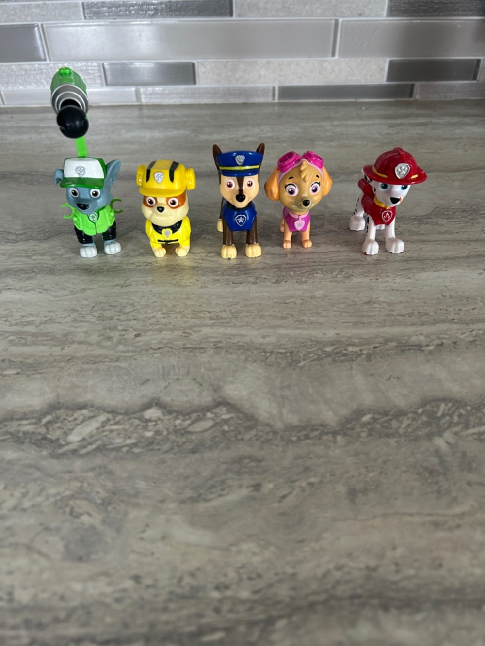 Paw Patrol Five-Pack Mini Figures in Green, Yellow, Blue, Pink & Red